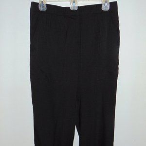 HALSTON HERITAGE Women's Silk Tuxedo Pant Black 2-Way Trouser w/ Crop Option 12